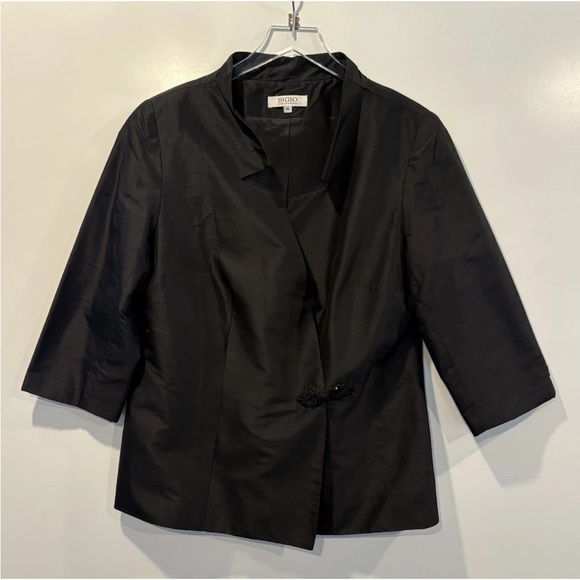 Bigio Jackets & Blazers - Bigio‎ Collection Black Silk Formal Blazer Jacket Beaded Clasp Womens 16 (F)